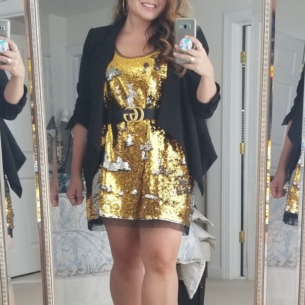 Catherine Malandrino Gold and Silver sequin mini
